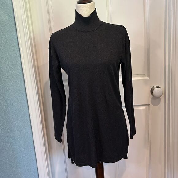 Anthropologie Vanessa Virginia, black/gold, metallic turtleneck sweater XS - Picture 5 of 11